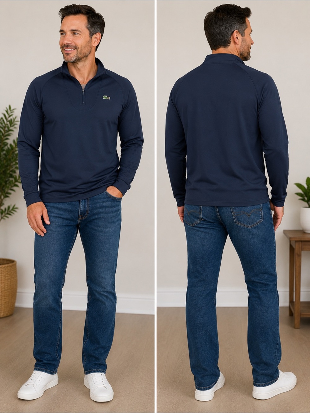 Lacoste navy  Polo with Green Crocodile Accent golf sport